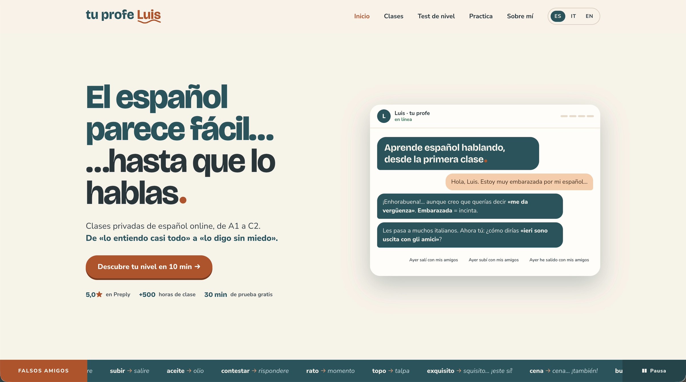 Screen recording of the tuprofeluis.com home page
